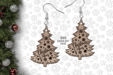 Christmas Tree Earring SVG | Christmas Vibes SVG | Laser Cut Files SVG Cloud9Design 