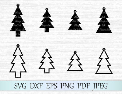 Christmas tree earrings cut files SVG MagicArtLab 