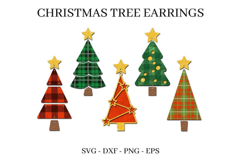 Christmas Tree Earrings SVG Bundle | Faux Leather Templates SVG SvgOcean 
