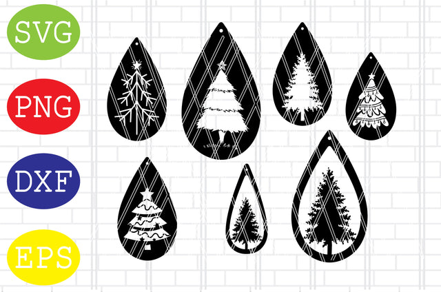 Christmas Tree Earrings Svg, Christmas Earring Svg, Faux Leather Earrings Svg, Ornate Earrings Silhouette SVG DigitalSvgFiles 