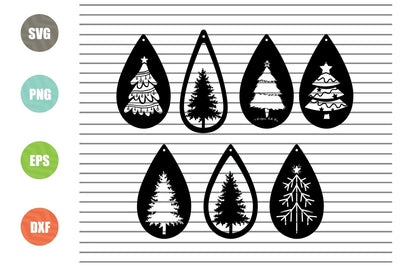 Christmas Tree Earrings Svg, Christmas Tree Tear Drop Earrings - SVG - Digital Download SVG Artstoredigital 