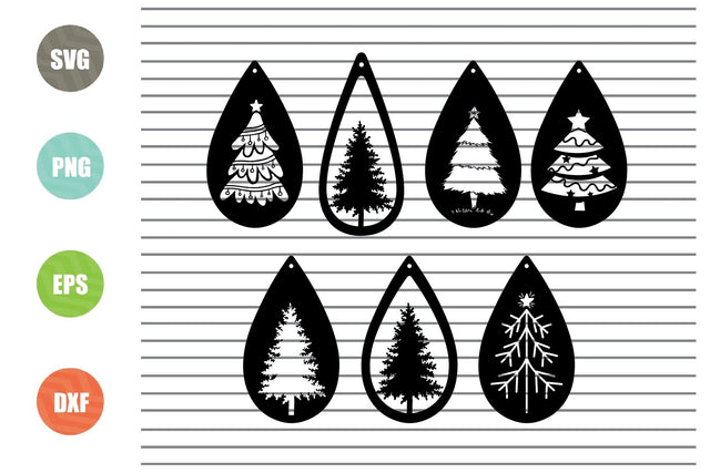 Christmas Tree Earrings Svg, Christmas Tree Tear Drop Earrings - SVG - Digital Download SVG Artstoredigital 