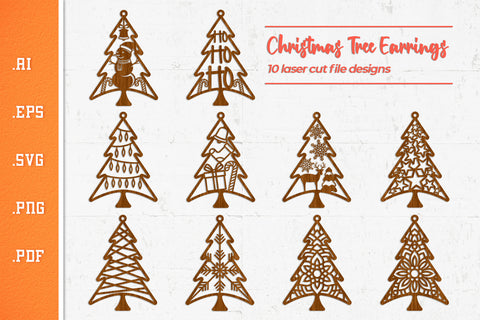 Christmas Tree Earrings - SVG Cut Files SVG Slim Studio 