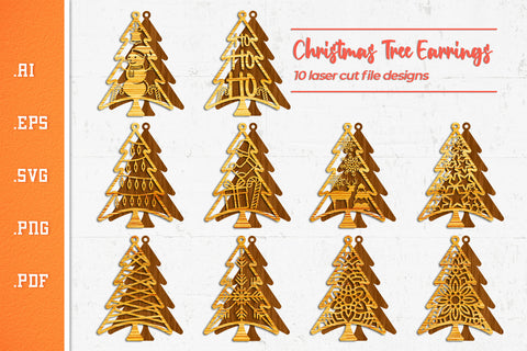 Christmas Tree Earrings - SVG Cut Files SVG Slim Studio 