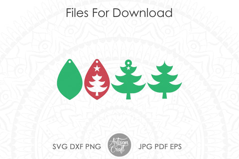 Christmas tree earrings SVG, Teardrop SVG Artisan Craft SVG 