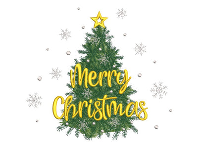 Christmas tree embroidery design, Merry Christmas embroidery file, 4 sizes, Instant download Embroidery/Applique DESIGNS Nino Nadaraia 