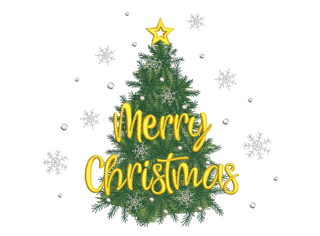 Christmas tree embroidery design, Merry Christmas embroidery file, 4 sizes, Instant download Embroidery/Applique DESIGNS Nino Nadaraia 