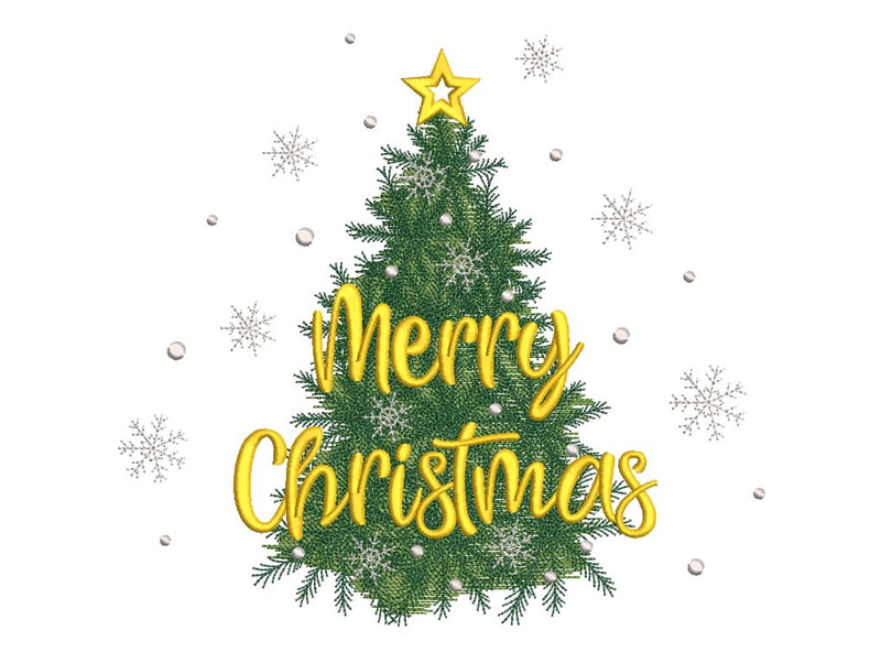 Christmas tree embroidery design, Merry Christmas embroidery file, 4 sizes, Instant download Embroidery/Applique DESIGNS Nino Nadaraia 