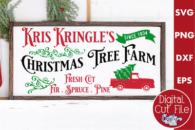 Christmas Tree Farm Sign, Vintage Christmas Farmhouse Svg SVG Crafty Mama Studios 