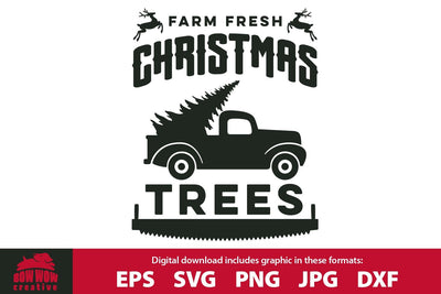 Christmas Tree Farm Truck - Winter SVG Cutting File & Clipart SVG Bow Wow Creative 