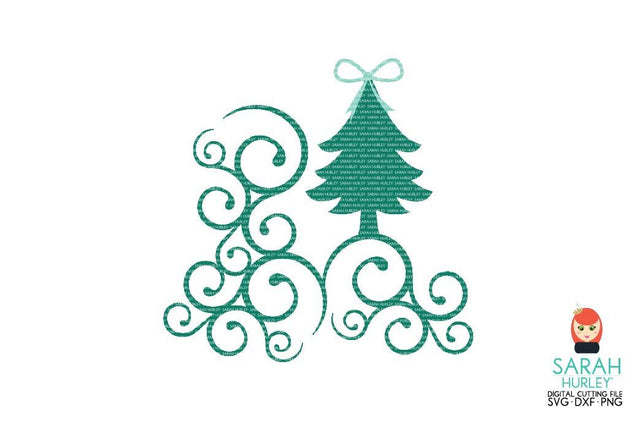Christmas Tree Flourish Corner SVG Sarah Hurley 