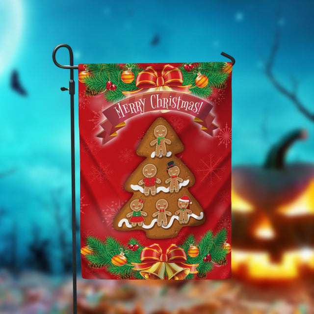 Christmas Tree Gingerbread Man Garden Flag - 12x18 Garden Flag Sublimation Design Download PNG File Instant Download Sublimation CaldwellArt 