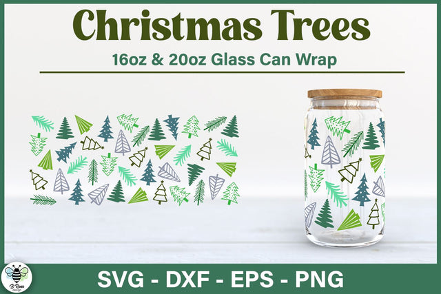 Christmas Tree Glass Can Wrap | Christmas Beer Can Glass SVG SVG B Renee Design 