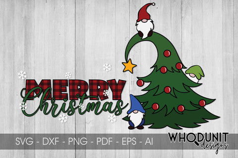 Christmas Tree Gnomes SVG | Merry Christmas | Gnomes Cut File SVG Whodunit Designs 