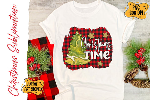 Christmas tree in Buffalo plaid background. Sublimation file Sublimation Yustaf Art Store 