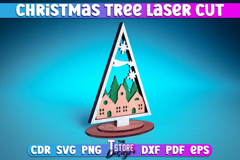 Christmas Tree Laser Cut SVG | Christmas Laser Cut SVG Design | CNC Files SVG Fly Design 