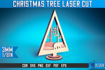 Christmas Tree Laser Cut SVG | Christmas Laser Cut SVG Design | CNC Files SVG Fly Design 