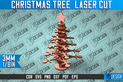 Christmas Tree Laser Cut SVG | Christmas Laser Cut SVG Design | CNC Files SVG Fly Design 