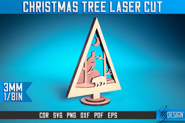 Christmas Tree Laser Cut SVG | Christmas Laser Cut SVG Design | CNC Files SVG Fly Design 