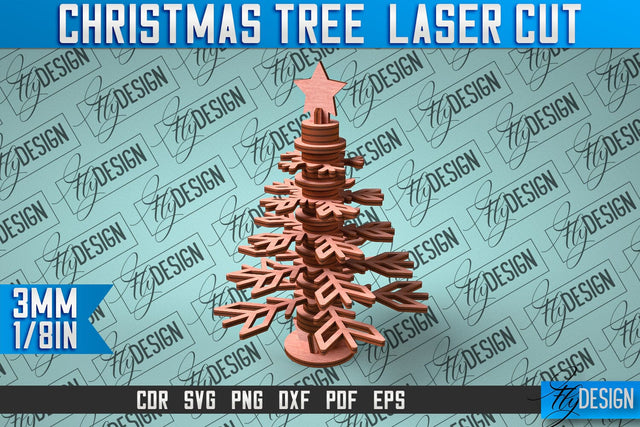 Christmas Tree Laser Cut SVG | Christmas Laser Cut SVG Design | CNC Files SVG Fly Design 