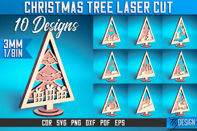 Christmas Tree Laser Cut SVG | Christmas Laser Cut SVG Design | CNC Files SVG Fly Design 