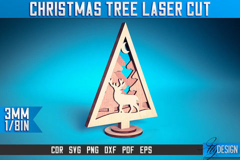Christmas Tree Laser Cut SVG | Christmas Laser Cut SVG Design | CNC Files SVG Fly Design 