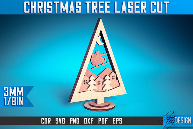 Christmas Tree Laser Cut SVG | Christmas Laser Cut SVG Design | CNC Files SVG Fly Design 