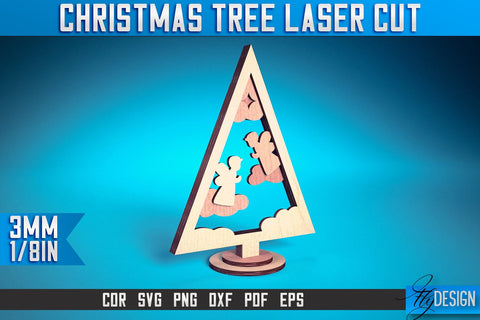 Christmas Tree Laser Cut SVG | Christmas Laser Cut SVG Design | CNC Files SVG Fly Design 