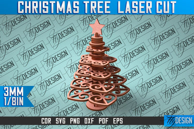 Christmas Tree Laser Cut SVG | Christmas Laser Cut SVG Design | CNC Files SVG Fly Design 