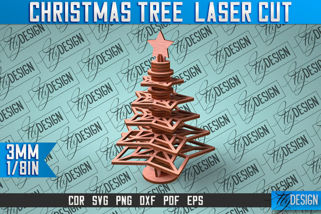 Christmas Tree Laser Cut SVG | Christmas Laser Cut SVG Design | CNC Files SVG Fly Design 