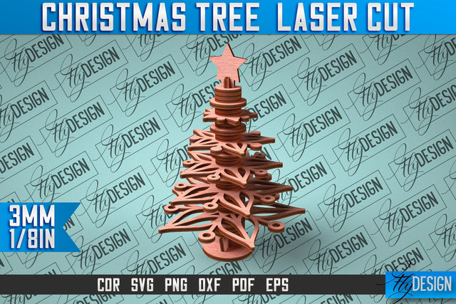 Christmas Tree Laser Cut SVG | Christmas Laser Cut SVG Design | CNC Files SVG Fly Design 