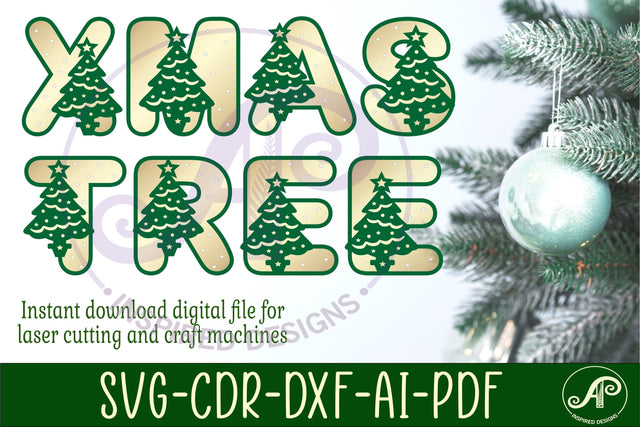 Christmas tree letters alphabet set. 26 layered letter SVG APInspireddesigns 