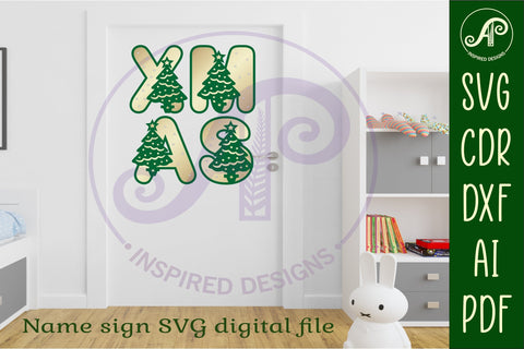 Christmas tree letters alphabet set. 26 layered letter SVG APInspireddesigns 