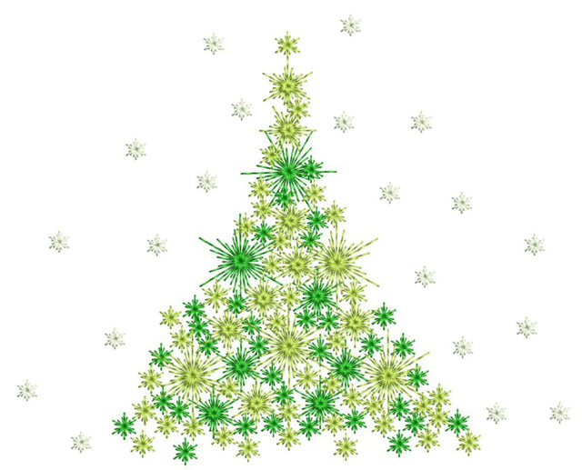 Christmas tree machine embroidery design, Snowflakes embroidery design, 4 sizes, Instant download Embroidery/Applique DESIGNS Nino Nadaraia 