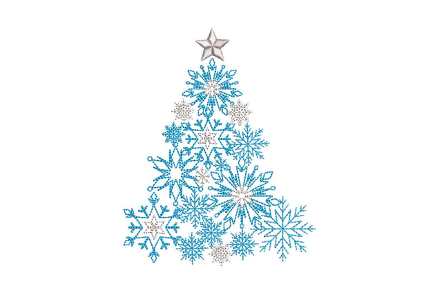 Christmas tree machine embroidery design, Snowflakes embroidery design, Holiday Embroidery Design, Merry Christmas, 4 sizes. Embroidery/Applique DESIGNS ArtEMByNatalia 