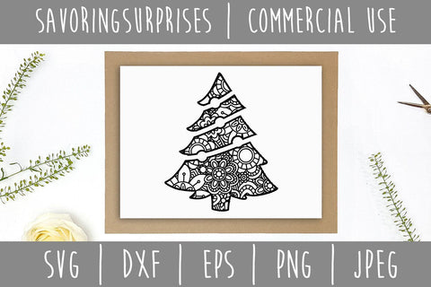 Christmas Tree Mandala Zentangle SVG SavoringSurprises 