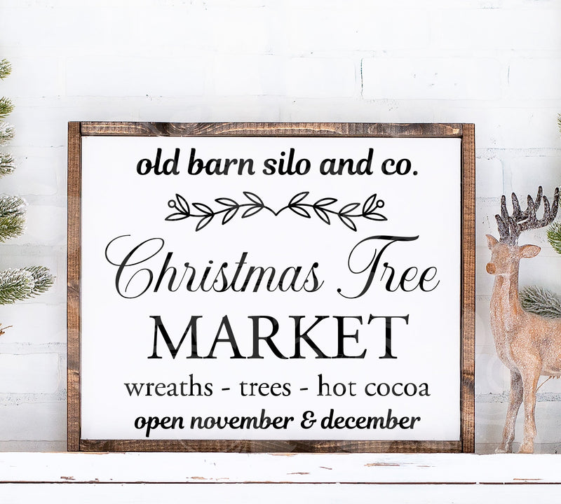 Christmas Tree Market SVG cut file cricut - cozy winter holiday digital files - fireplace mantle signs - hot cocoa - wreaths - trees - casserole dish designs - heat transfer prints - canvas signs png dxf vector art - SVG Farmstone Studio Designs 