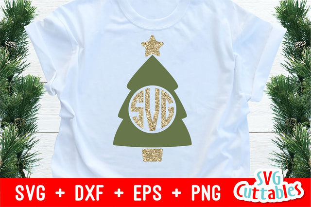 Christmas Tree Monogram Frame SVG Svg Cuttables 