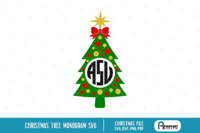 Christmas Tree Monogram Svg SVG Pinoyart Kreatib 