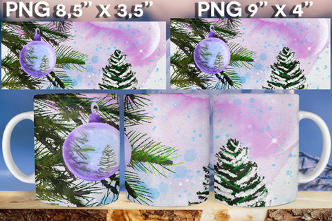 Christmas Tree Mug Sublimation wrap bundle 11oz 15oz Sublimation Natasha Prando 
