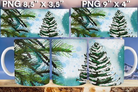 Christmas Tree Mug Sublimation wrap bundle 11oz 15oz Sublimation Natasha Prando 