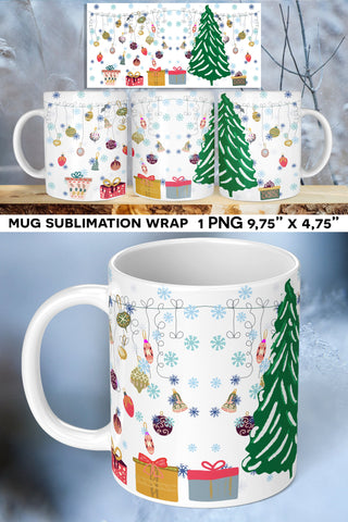Christmas Tree Mug Sublimation Wrap PNG Sublimation Natasha Prando 