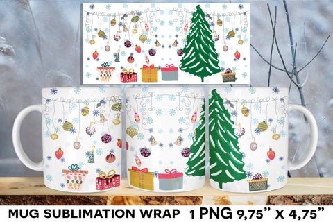 Christmas Tree Mug Sublimation Wrap PNG Sublimation Natasha Prando 