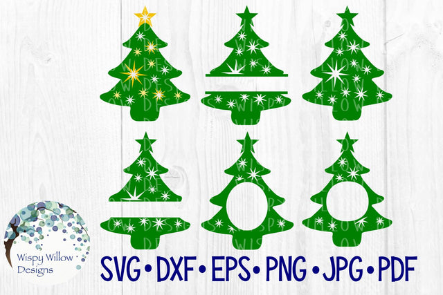 Christmas Tree Name Monogram Frames SVG Wispy Willow Designs 
