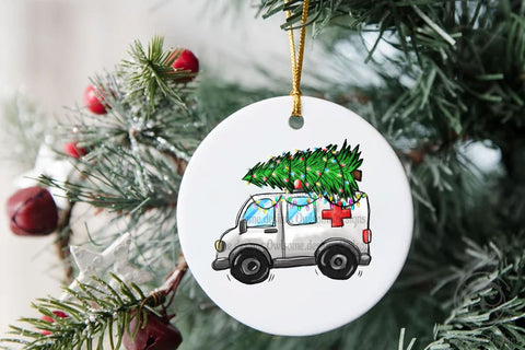Christmas Tree On Ambulance Car PNG Sublimation LAM HOANG THUY 