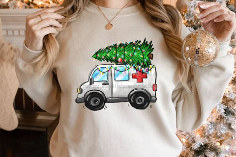 Christmas Tree On Ambulance Car PNG Sublimation LAM HOANG THUY 