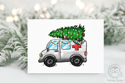 Christmas Tree On Ambulance Car PNG Sublimation LAM HOANG THUY 