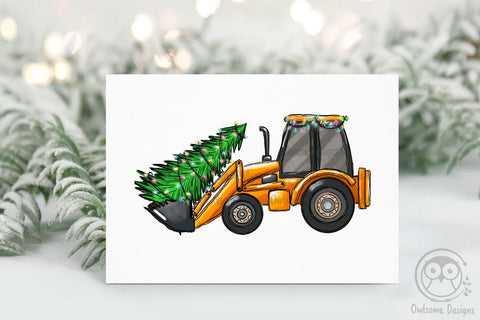 Christmas Tree On Backhoe Loader PNG Sublimation LAM HOANG THUY 