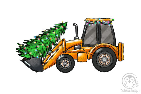 Christmas Tree On Backhoe Loader PNG Sublimation LAM HOANG THUY 