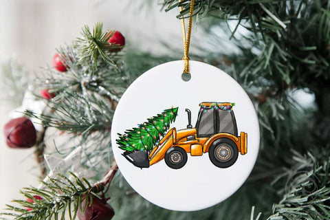 Christmas Tree On Backhoe Loader PNG Sublimation LAM HOANG THUY 